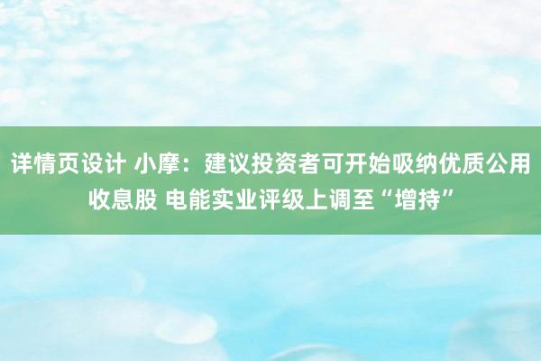 详情页设计 小摩：建议投资者可开始吸纳优质公用收息股 电能实业评级上调至“增持”