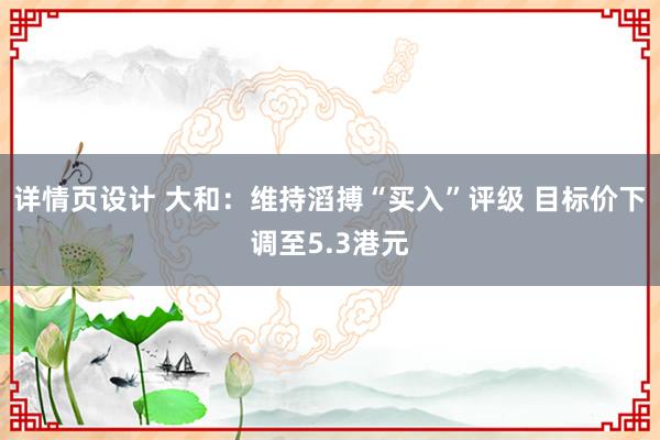 详情页设计 大和：维持滔搏“买入”评级 目标价下调至5.3港元